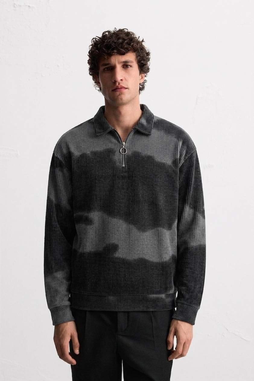 Detachable Fleece â€” Charcoal, on model